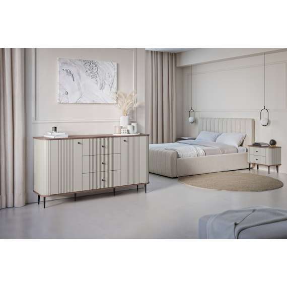 Nattbord Vesper - 56x51 cm - cashmere - valnøtt - 2 stk