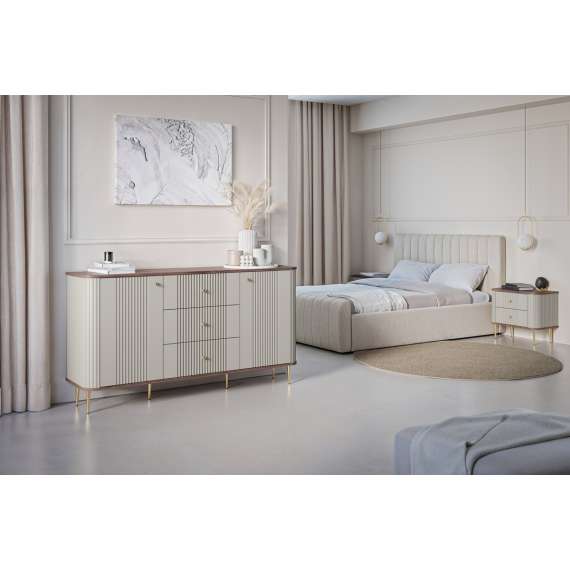 Nattbord Vesper - 56x51 cm - cashmere - valnøtt - 2 stk