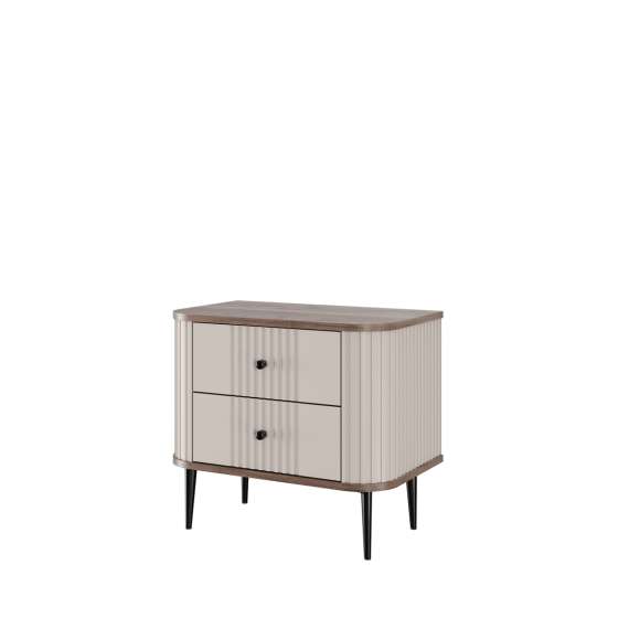 Nattbord Vesper - 56x51 cm - cashmere - valnøtt - 2 stk