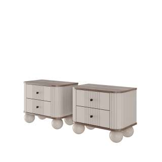 Nattbord Vesper - 56x48 cm - cashmere - valnøtt - 2 stk