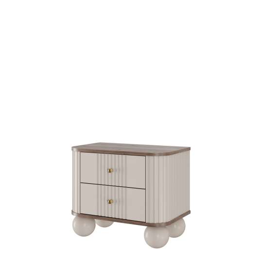 Nattbord Vesper - 56x48 cm - cashmere - valnøtt - 2 stk