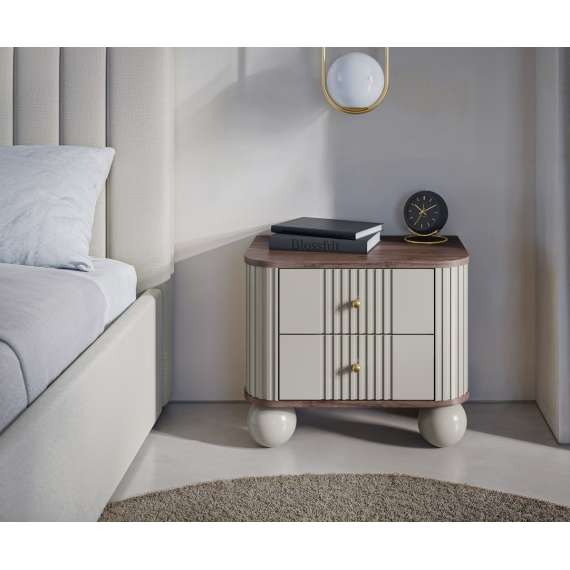 Nattbord Vesper - 56x48 cm - cashmere - valnøtt - 2 stk