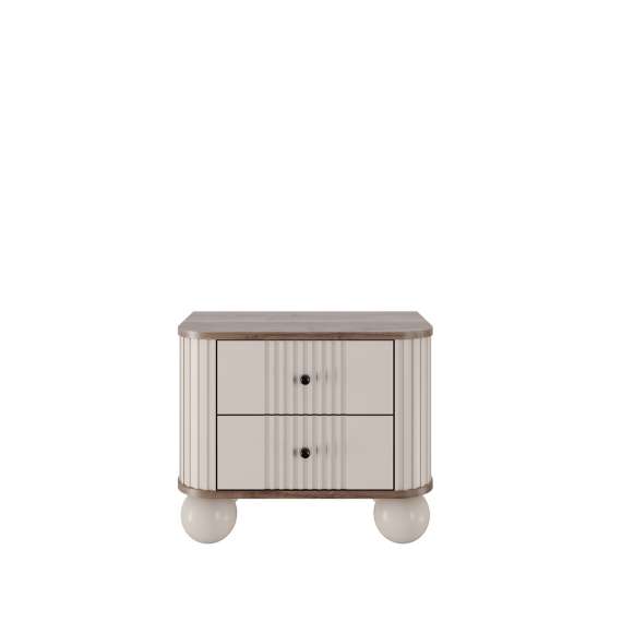 Nattbord Vesper - 56x48 cm - cashmere - valnøtt - 2 stk