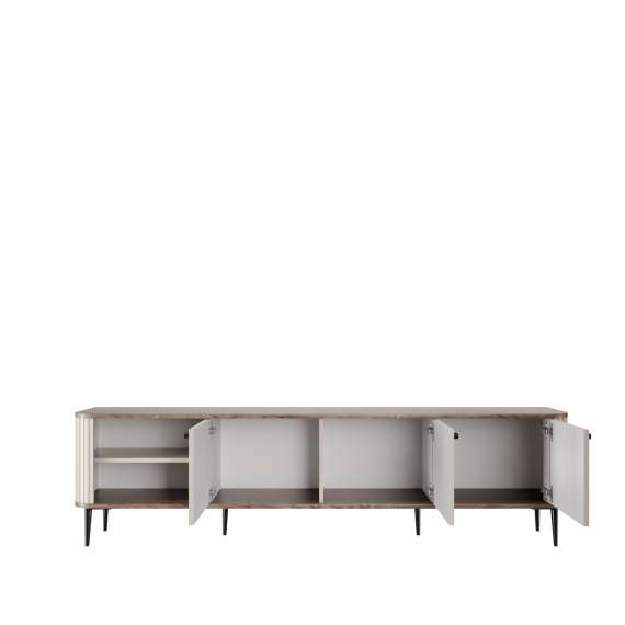 Tv-benk Vesper - 187x51 cm - 3 dører - cashmere - valnøtt - metal ben