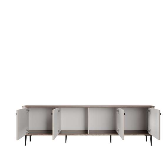 Tv-benk Vesper - 187x51 cm - 4 dører - cashmere - valnøtt - metal ben