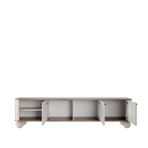 Tv-benk Vesper - 187x48 cm - 3 dører - cashmere - valnøtt