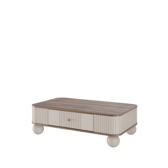 Sofabord Vesper - 103x60 cm - 1 skuff - cashmere - valnøtt