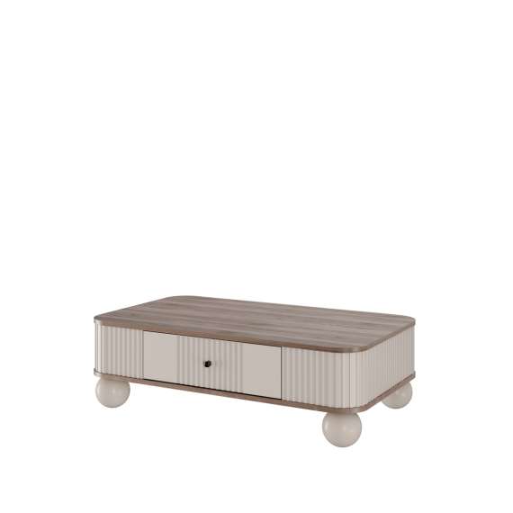 Sofabord Vesper - 103x60 cm - 1 skuff - cashmere - valnøtt