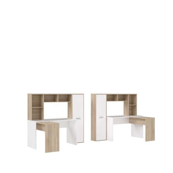 Skrivebord NET 173x118x152 cm - eik sonoma - hvit matt