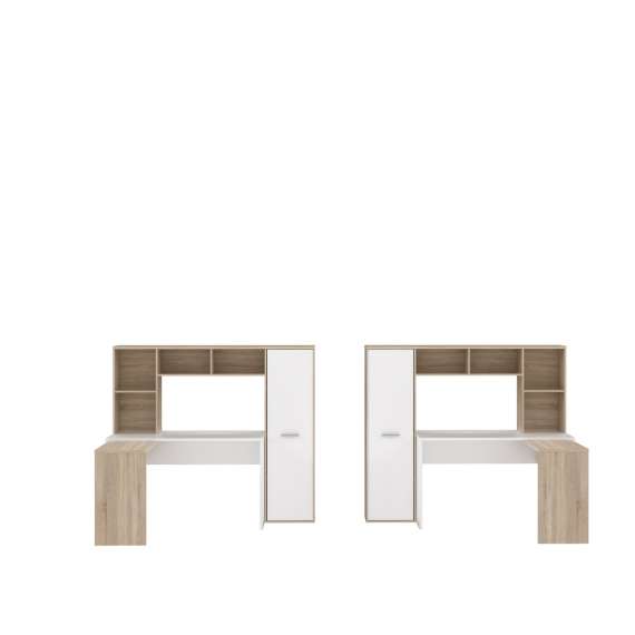 Skrivebord NET 173x118x152 cm - eik sonoma - hvit matt