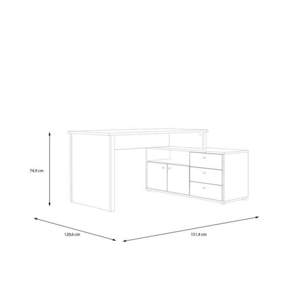 Skrivebord NET100 med kommode - 151x74x121 cm - wood vintage