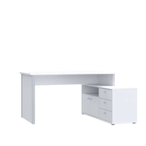 Skrivebord NET100 med kommode - 151x74x121 cm - hvit matt