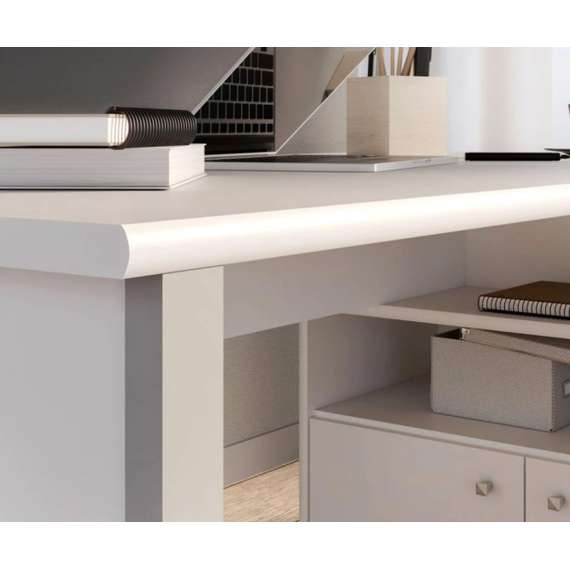 Skrivebord NET100 med kommode - 151x74x121 cm - hvit matt