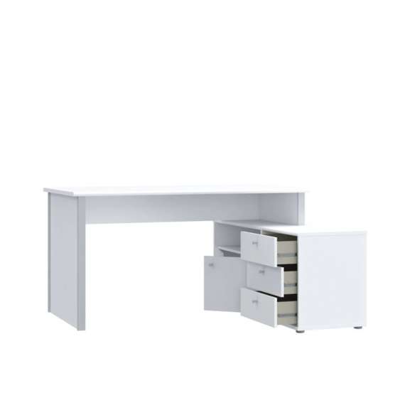 Skrivebord NET100 med kommode - 151x74x121 cm - hvit matt