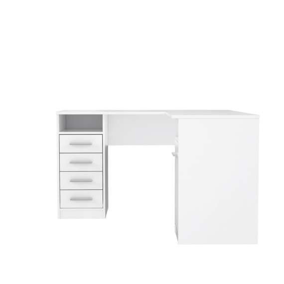 Hjørneskrivebord NET101 - 125x75x125 cm - hvit matt