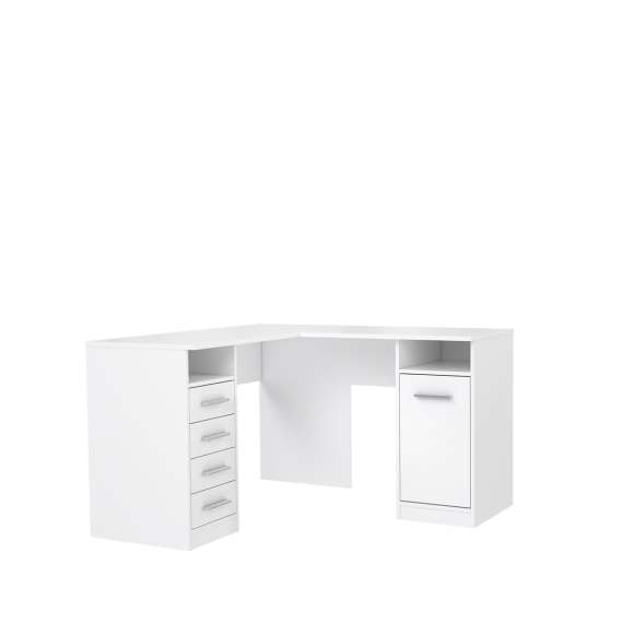 Hjørneskrivebord NET101 - 125x75x125 cm - hvit matt