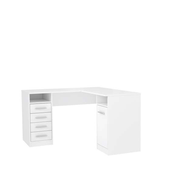 Hjørneskrivebord NET101 - 125x75x125 cm - hvit matt