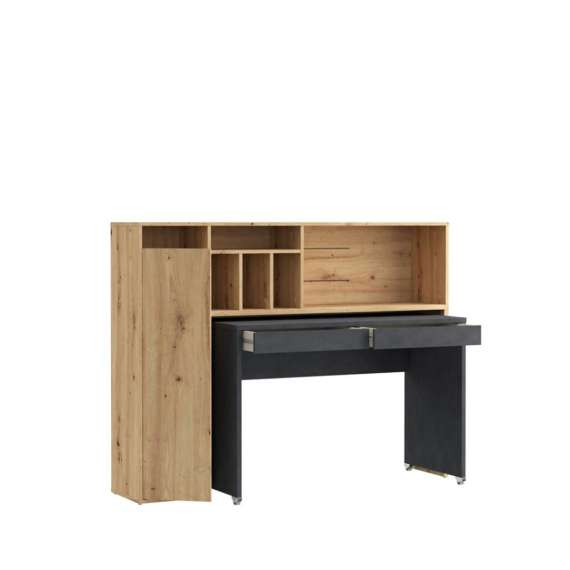 Skrivebord Trynidad - 154x119x54 cm - eik artisan - betong matera