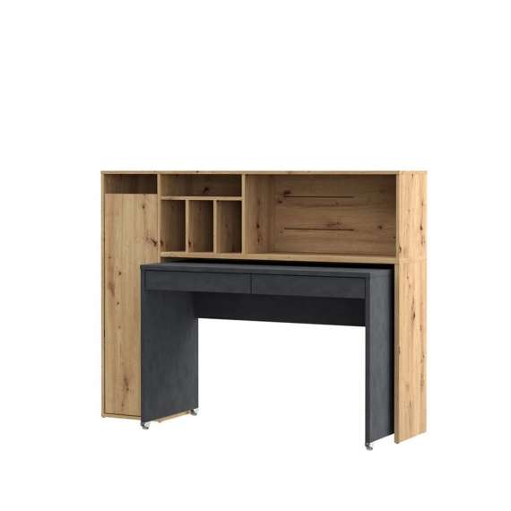 Skrivebord Trynidad - 154x119x54 cm - eik artisan - betong matera