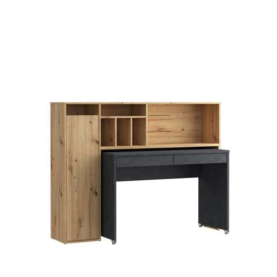 Skrivebord Trynidad - 154x119x54 cm - eik artisan - betong matera