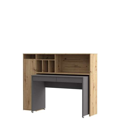 Skrivebord Trynidad - 154x119x54 cm - eik artisan - wolfram grå