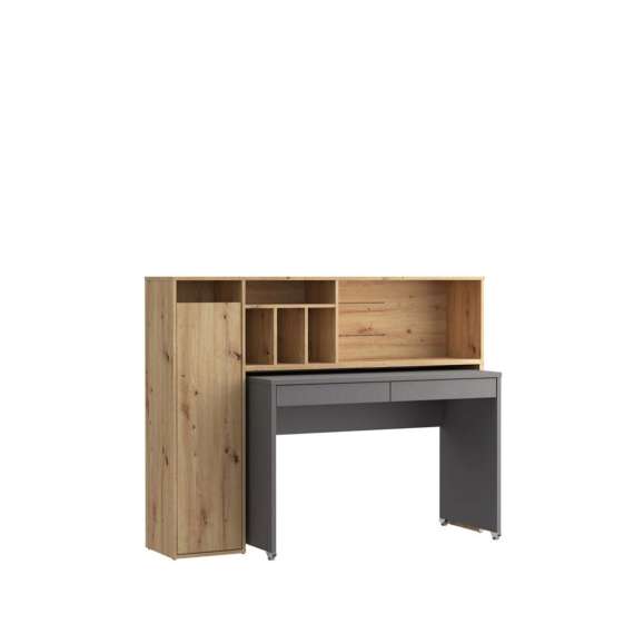 Skrivebord Trynidad - 154x119x54 cm - eik artisan - wolfram grå