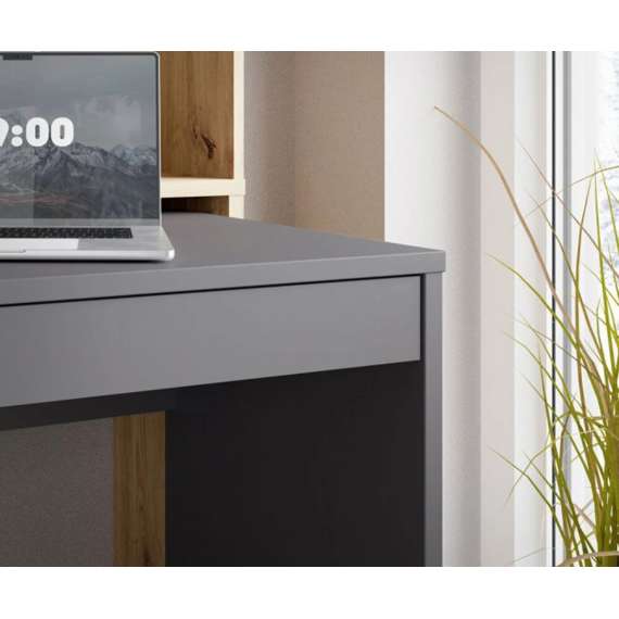 Skrivebord Trynidad - 154x119x54 cm - eik artisan - wolfram grå