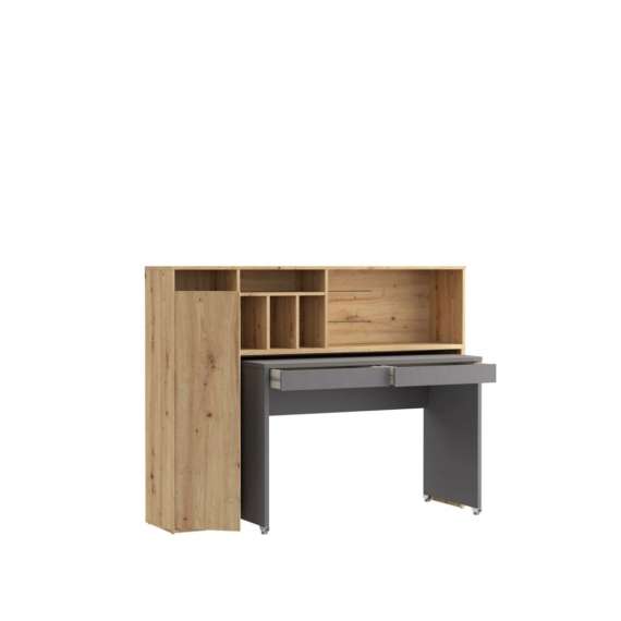 Skrivebord Trynidad - 154x119x54 cm - eik artisan - wolfram grå