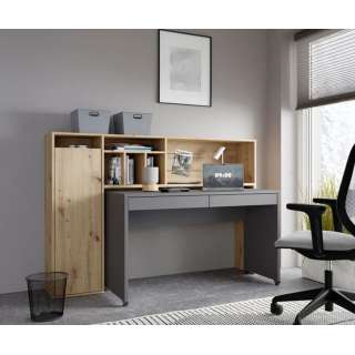 Skrivebord Trynidad - 154x119x54 cm - eik artisan - wolfram grå