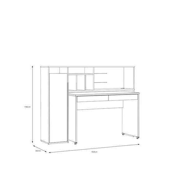 Skrivebord Trynidad - 154x119x54 cm - eik artisan - wolfram grå