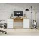 Skrivebord NET103 - 145x60 cm - eik artisan - hvit matt