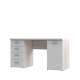 Skrivebord NET104 - 145x60 cm - eik sand - hvit matt - 1 dør - 4 skuffer