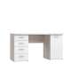 Skrivebord NET104 - 145x60 cm - eik sand - hvit matt - 1 dør - 4 skuffer