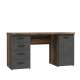 Skrivebord NET104 - 145x60 cm - eik mørk - betong - 1 dør - 4 skuffer