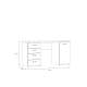 Skrivebord NET104 - 145x60 cm - hvit matt - 1 dør - 4 skuffer