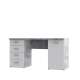 Skrivebord NET104 - 145x60 cm - lys betong - hvit matt - 1 dør - 4 skuffer