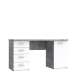 Skrivebord NET104 - 145x60 cm - lys betong - hvit matt - 1 dør - 4 skuffer