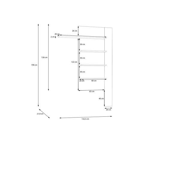 Veggpanel BREATH - 132x190 cm - eik sand - eik svart