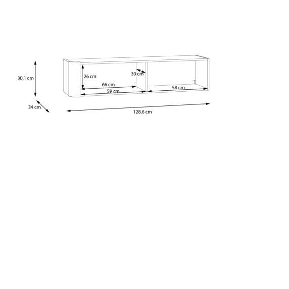 Vegghengt skap BREATH - 129x30 cm - terrakotta - avrundede kanter