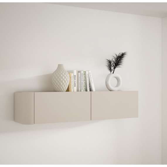 Vegghengt skap BREATH - 129x30 cm - beige sand - avrundede kanter