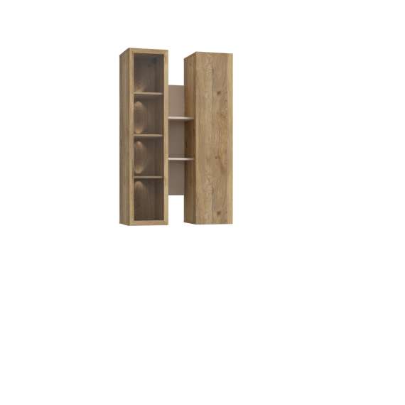 Vegghengt vitrine BREATH - 84x135 cm - eik sand - beige sand