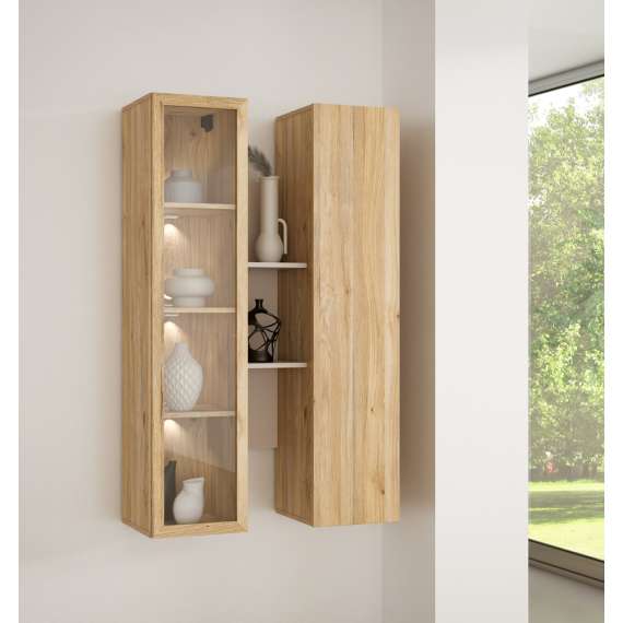 Vegghengt vitrine BREATH - 84x135 cm - eik sand - beige sand