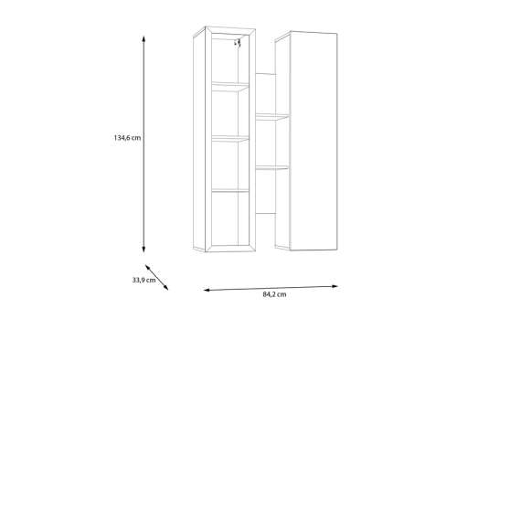 Vegghengt vitrine BREATH - 84x135 cm - eik sand - beige sand