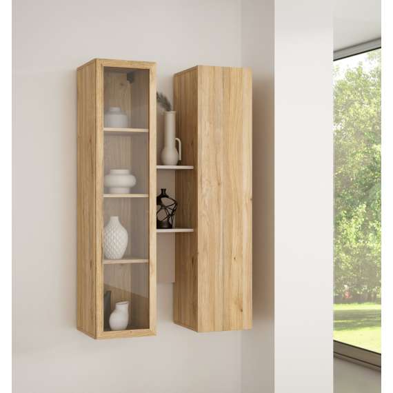 Vegghengt vitrine BREATH - 84x135 cm - eik sand - beige sand
