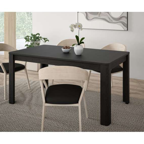 Spisebord BREATH 160-206 cm - eik svart - uttrekkbart