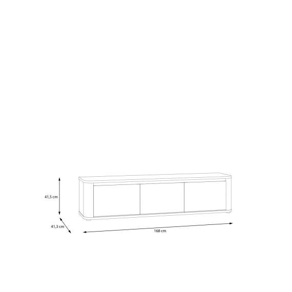 Tv-benk BREATH - 168x41 cm - beige sand - 3 dører - avrundede kanter