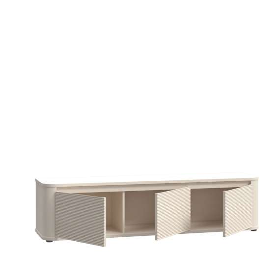 Tv-benk BREATH - 168x41 cm - beige sand - 3 dører - avrundede kanter