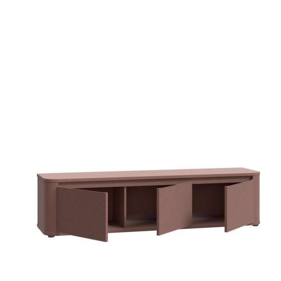 Tv-benk BREATH - 168x41 cm - terrakota - 3 dører - avrundede kanter