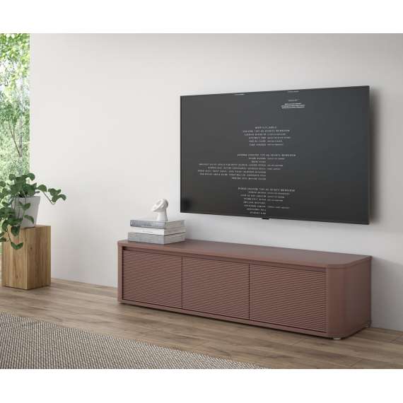 Tv-benk BREATH - 168x41 cm - terrakota - 3 dører - avrundede kanter