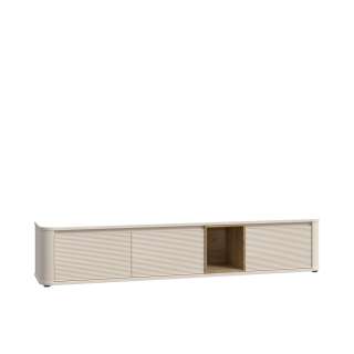 Tv-benk BREATH - 215x41 cm - beige sand - 3 dører - avrundede kanter